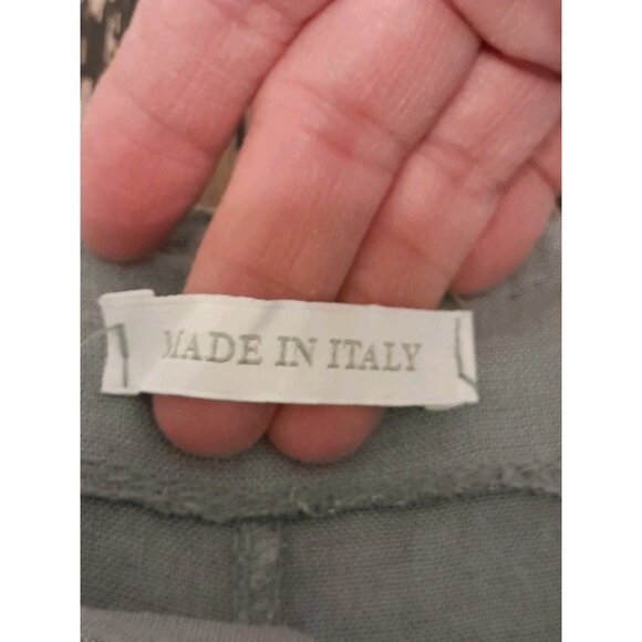 Made In Italy Linen Jumpsuit Overalls Bib Chore Gardening Wide Leg Blue Gray - Picture 4 of 10